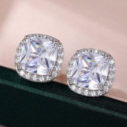 Designs & You Silver Plated Square Shaped Stud Earrings-28