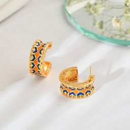 Voylla Gold Plated Half Hoop Earrings-picture-8