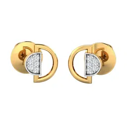 KUBERBOX Tullia 18KT Gold Diamond-Studded Stud Earrings-1.45gm-15