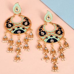DASTOOR Brass-Plated Contemporary Chandbalis Earrings-image-25