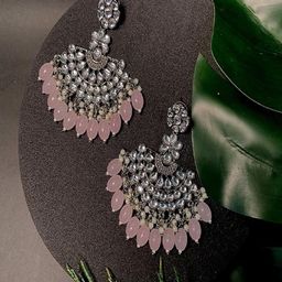 I Jewels Silver-Plated Contemporary Kundan Studded & Beaded Chandbalis-22