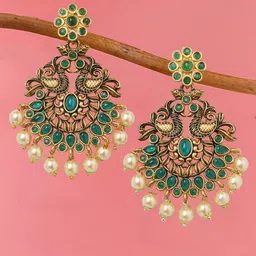 OOMPH Gold-Plated Peacock Design Chandbalis Earrings-20