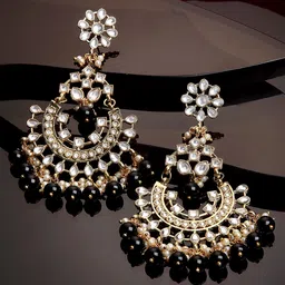 KARATCART Black Gold Plated Classic Chandbalis Earrings-image-19