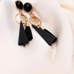 BEYTER Stainless Steel Artificial Stones Studded Contemporary Shaped Drop Earrings-image-5