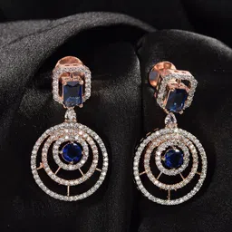 Saraf RS Jewellery Blue & White Geometric Drop Earrings-23
