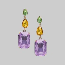 Rubans Voguish Gold-Plated Stone Studded Geometric Drop Earrings-77
