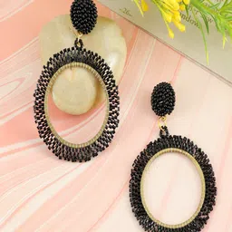 UNIVERSITY TRENDZ Gold Plated Beaded Classic Drop Earrings-25