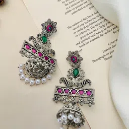 ABDESIGNS Oxidised Silver-Plated Classic Drop Earrings-50