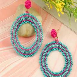 UNIVERSITY TRENDZ Gold Plated Beaded Classic Drop Earrings-48