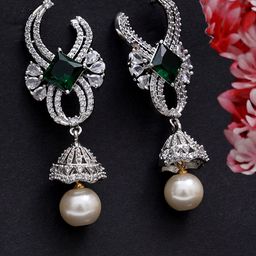 KARATCART Green Classic Drop Earrings-35