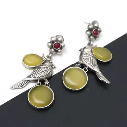 Ozanoo Silver-Plated Crystals Studded Classic Drop Earrings-3