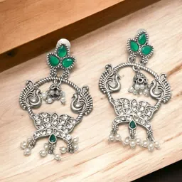 Ozanoo Silver-Plated Classic Crystals Drop Earrings-16