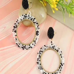 UNIVERSITY TRENDZ Beaded Circular Drop Earrings-56