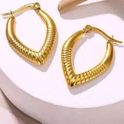 VIEN Gold-Plated Stainless Steel Hoop Earrings-image-82