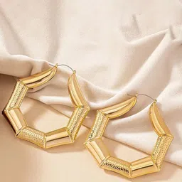 VIEN Gold-Plated Stainless Steel Geometric Shaped Hoop Earrings-image-67