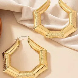 VIEN Gold-Plated Stainless Steel Circular Hoop Earrings-image-84