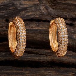 Kushal's Fashion Jewellery Gold-Plated CZ Stone Studded Classic Hoop Earrings-54