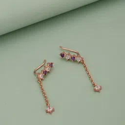 Carlton London Rose Gold-Plated CZ Studded Drop Earrings-image-14