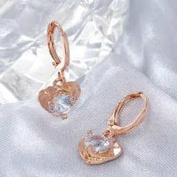 AMI Rose Gold-Plated Heart Shaped Drop Earrings-93