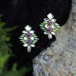 BeAbhika Leaf Shaped Drop Earrings-4