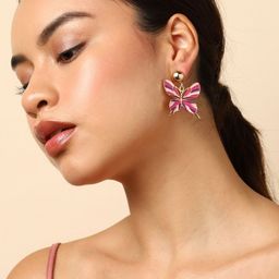 SOHI Gold-Plated Butterfly Shaped Drop Earrings-25