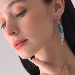 SOHI Silver-Plated Feather Shaped Drop Earrings-10
