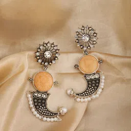 gaura pakhi Paisley Shaped Pearls Studded Drop Earrings-image-20
