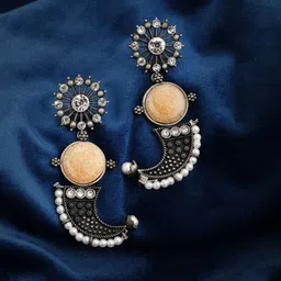 gaura pakhi Stone-Studded Paisley Shaped Drop Earrings-image-73