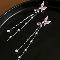 VAGHBHATT Animal Shaped Silver-Plated Drop Earrings-49