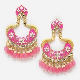 Aazeen Gold-Plated Peacock Shaped Drop Earrings-9