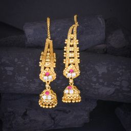 MEENAZ Gold-Plated Dome Shaped Jhumkas-image-62