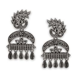 Young & Forever Brass-Plated Oxidised Drop Earrings-21