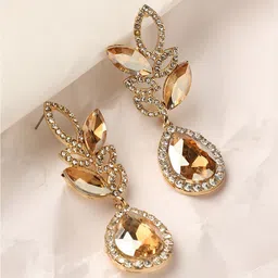 DressBerry Gold-Toned Gold-Plated Contemporary Drop Earrings-31