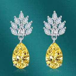 Designs & You Silver-Plated CZ-Studded Teardrop Shaped Drop Earrings-11