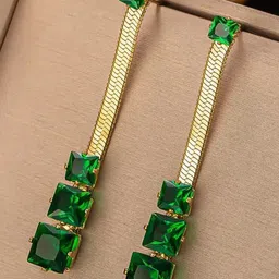 VIEN Gold-Plated Square Stainless Steel Drop Earrings-image-28
