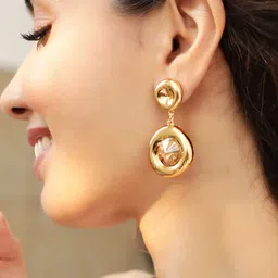 Rubans Voguish Gold-Plated Drop Earrings-54