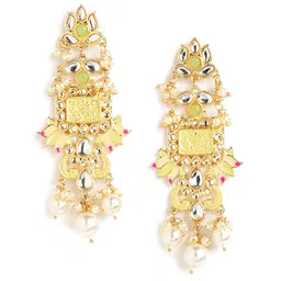 Anouk Gold-Plated Stone Studded & Beaded Teardrop Shaped Drop Earrings image 3