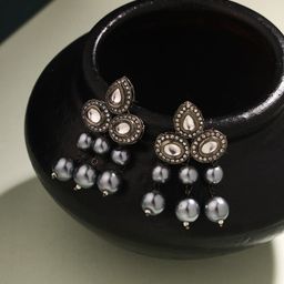 Priyaasi Silver-Plated Kundan Studded Contemporary Studs-50