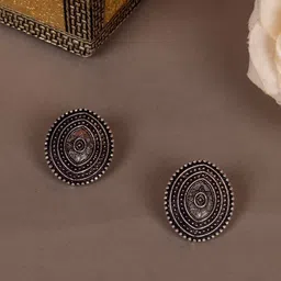 Sangria Silver-Plated Oxidized Stud Earrings-image-81