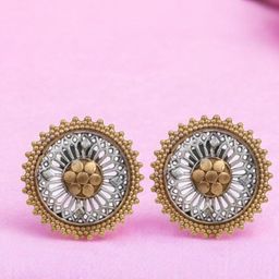 Sangria Silver-Plated Oxidized Stud Earrings-13