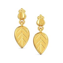 Joyalukkas BIS Hallmark 22KT Gold Leaf Drop Stud Earrings-12