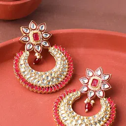 Yellow Chimes Red Contemporary Chandbalis Earrings-picture-14