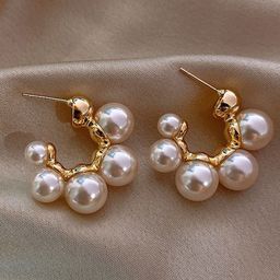 SALTY Pearls Beaded Half Hoop Earrings-10