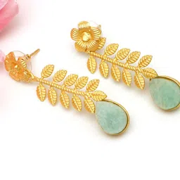 Ozanoo Gold Plated Leaf Shaped Drop Earrings-image-28