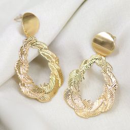 Bellofox Gold-Toned Gold-Plated Rhaenys Textured Drop Earrings-image-8