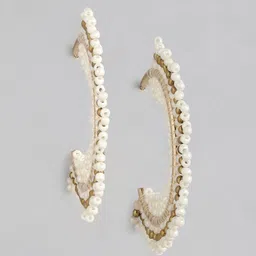 RICHEERA Gold-Plated Beaded Circular Half Hoop Earrings-38