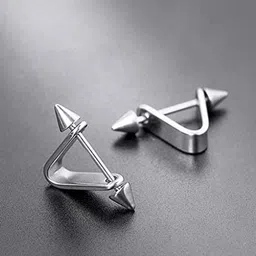 VIEN Silver-Plated Triangular Hoop Earrings-0