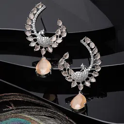 ZENEME Rhodium-Plated Drop Earrings-45