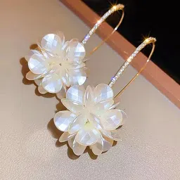 LUCKY JEWELLERY Gold Plated Artificial Stones-Studded Contemporary Drop Earrings-16