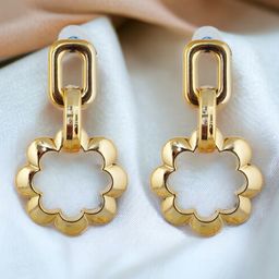 LUCKY JEWELLERY Gold-Plated Contemporary Drop Earrings-image-40